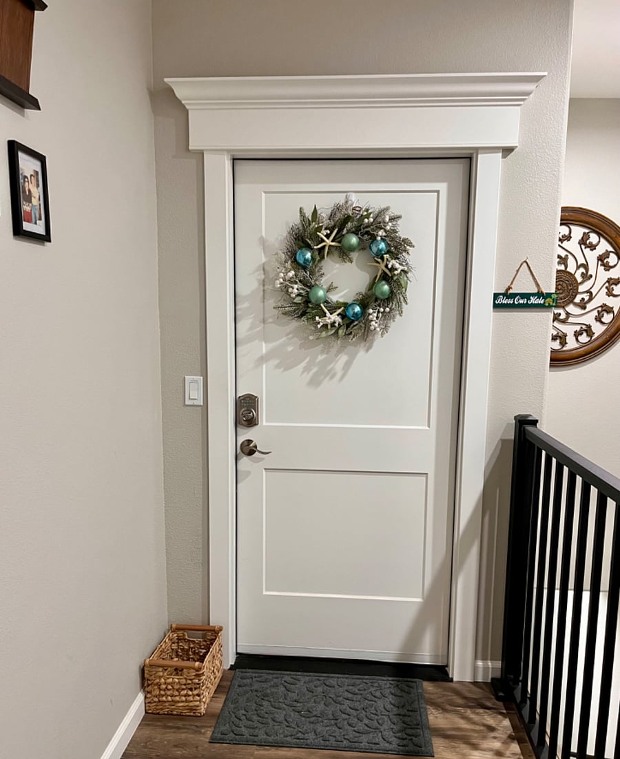Front door at the top of the stairs, Alarm on all windows and doors