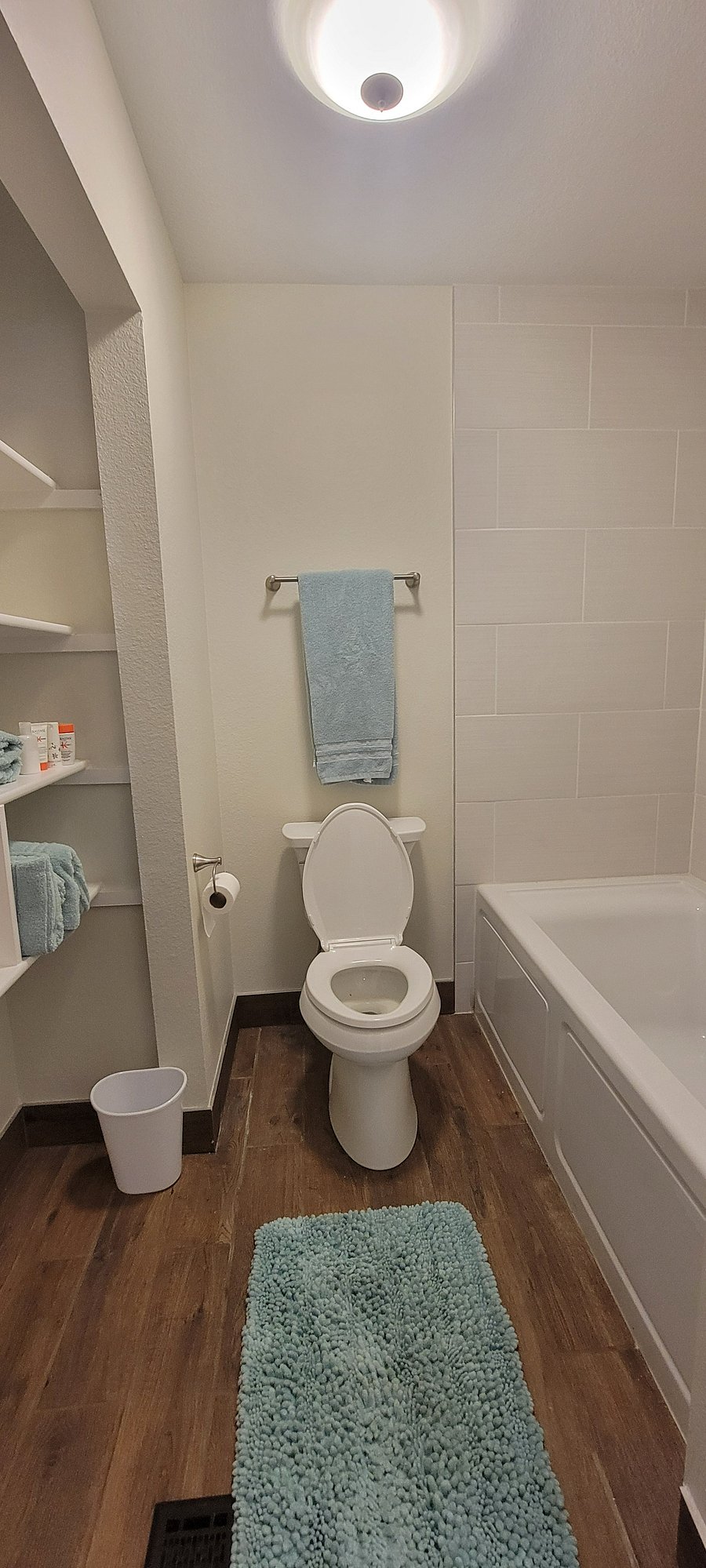 Upstairs bathroom with a soaker tub