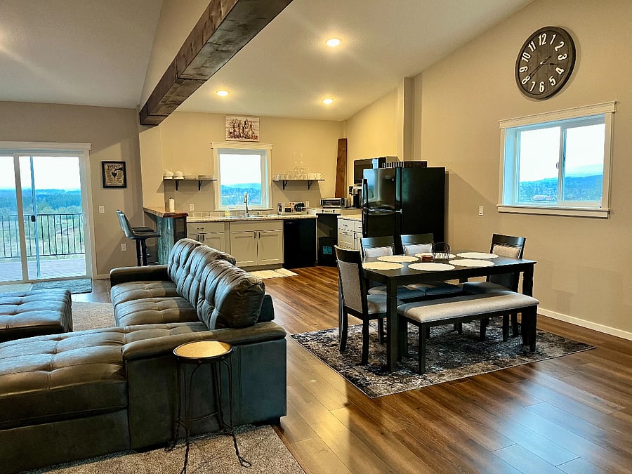 kitchenette, living room & slider to deck