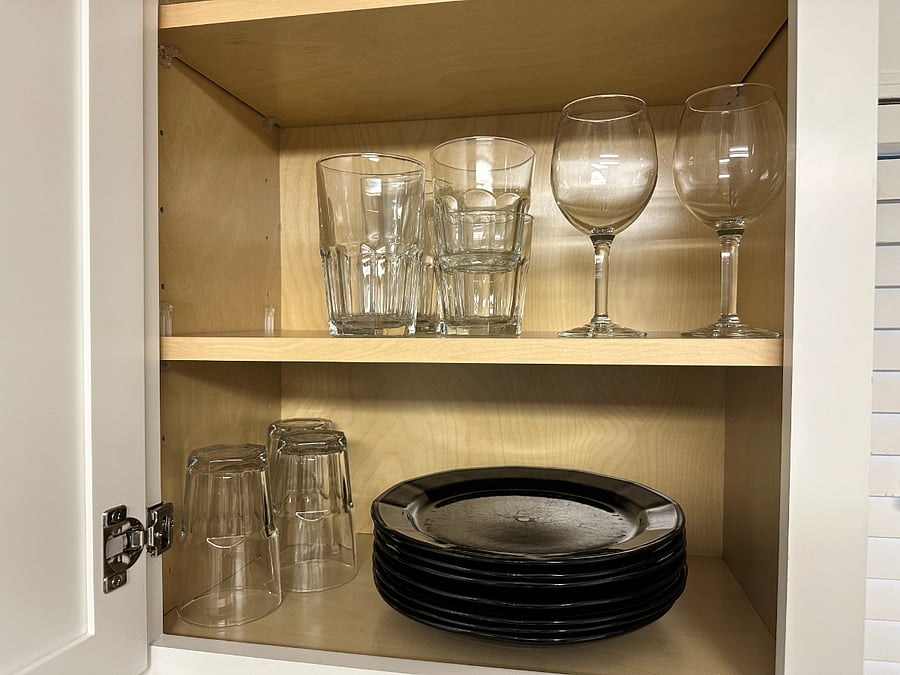 Complete dishware, silverware, knives, utensils