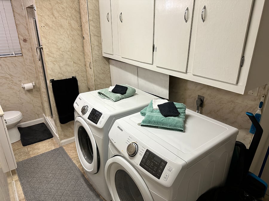1 Bathroom. Private, full size, washer and dryer. Shower Only