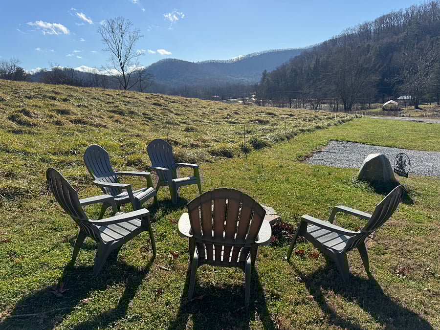The firepit is perfect for stargazing at night or reading a book in the daytime.