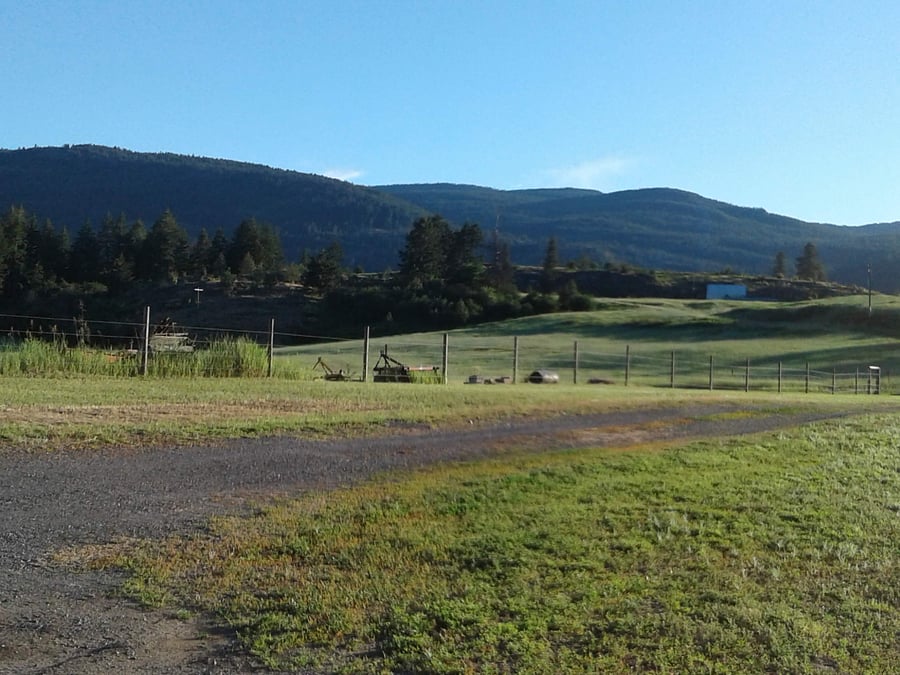 View heading toward the exit in fencing on the property on to private road
