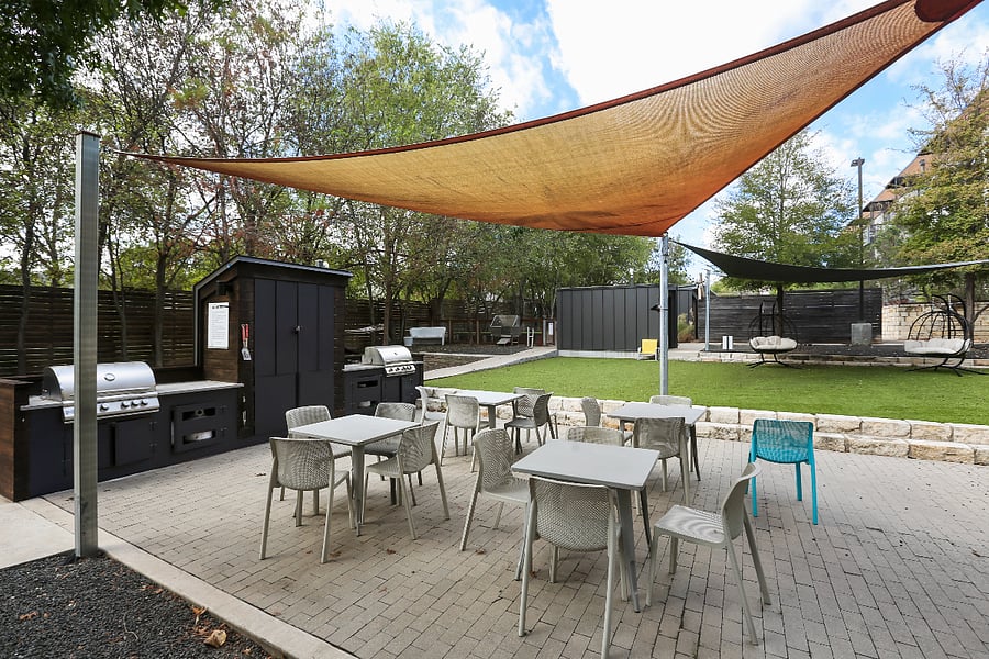 Shared patio with outdoor grilling stations