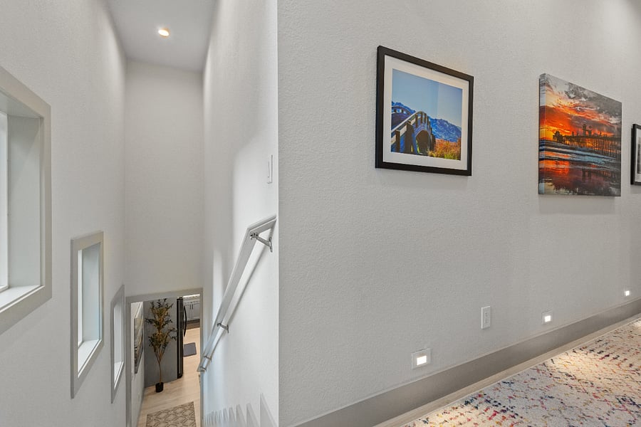 Lighted hallway and stairwell