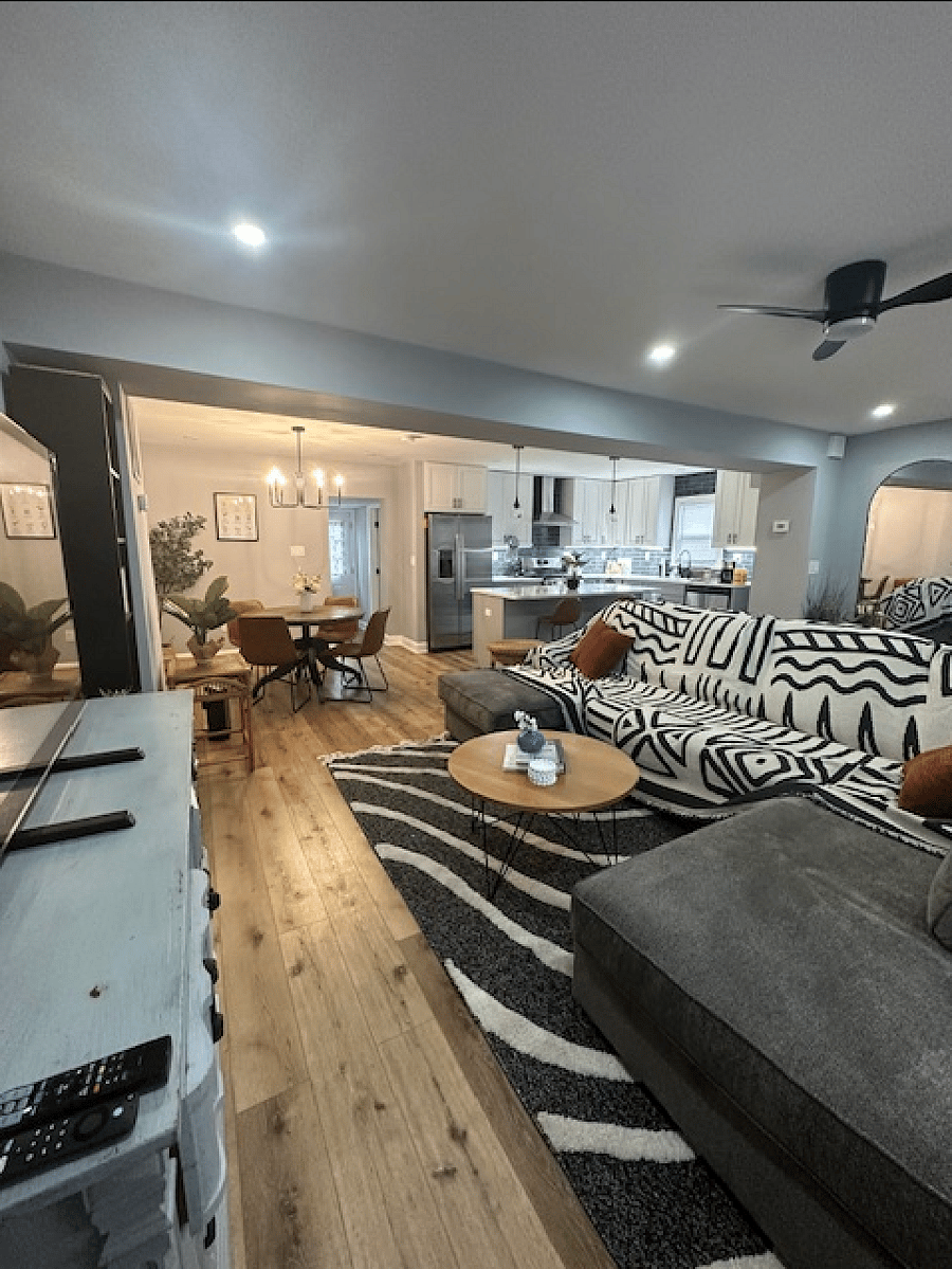 living room and dining table