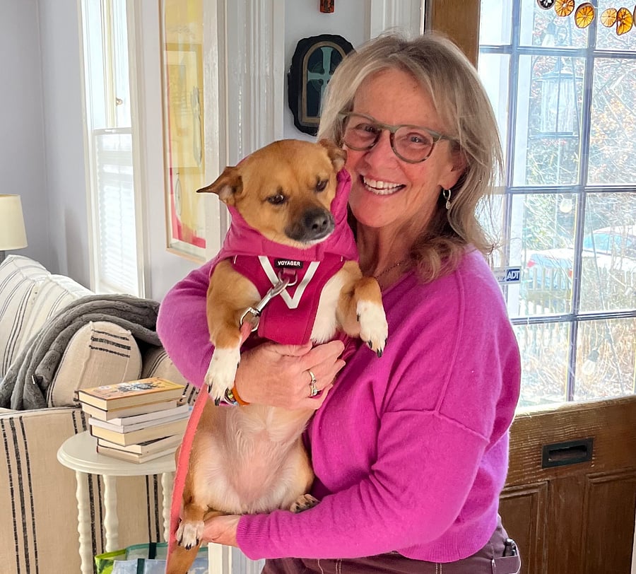 Me with my dog.  She loves people. 