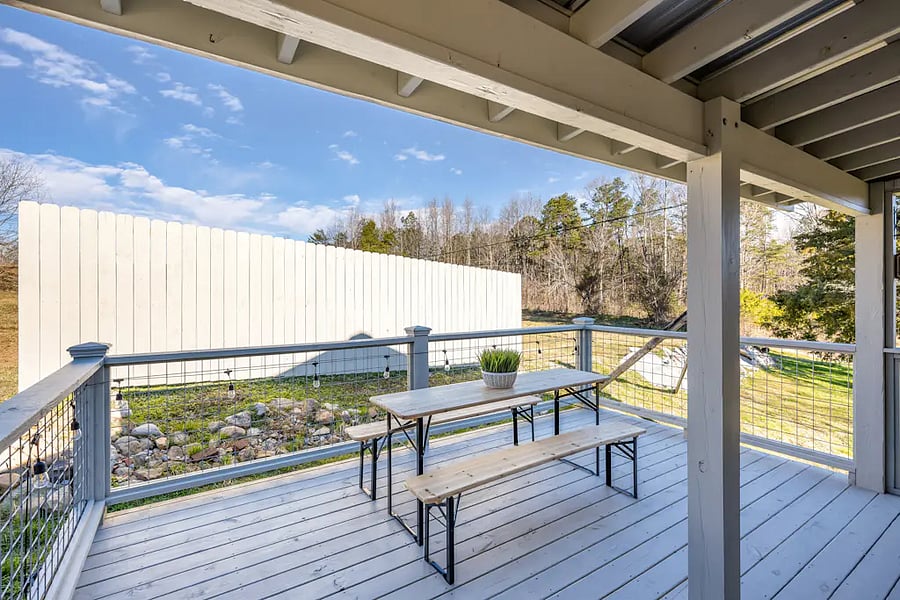 The picnic table is perfect for taking in the views while enjoying a meal!