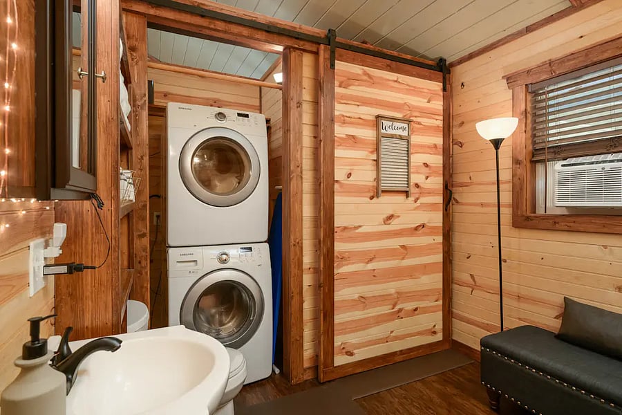 Washer and dryer in the bathroom for all of your laundry needs