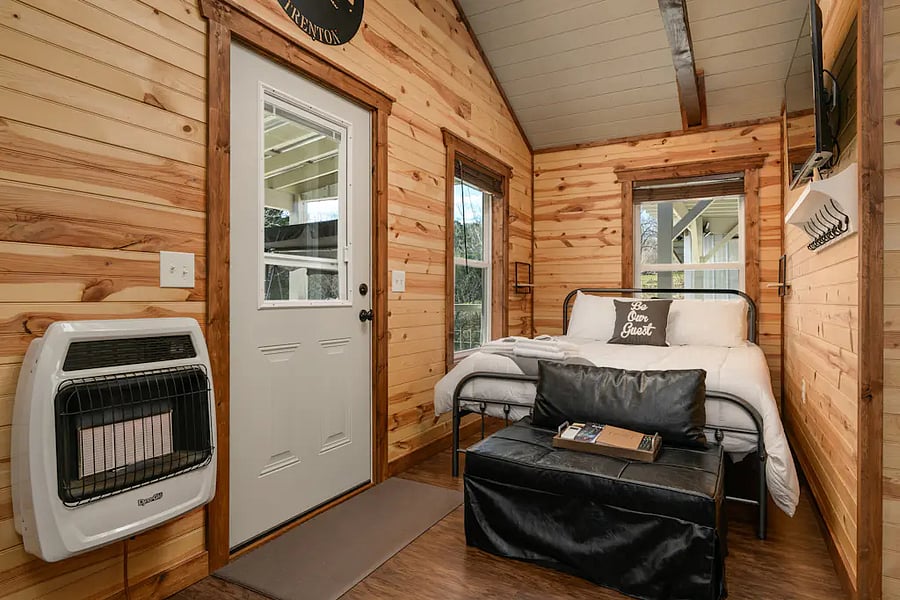 Bedroom leads out to the back deck