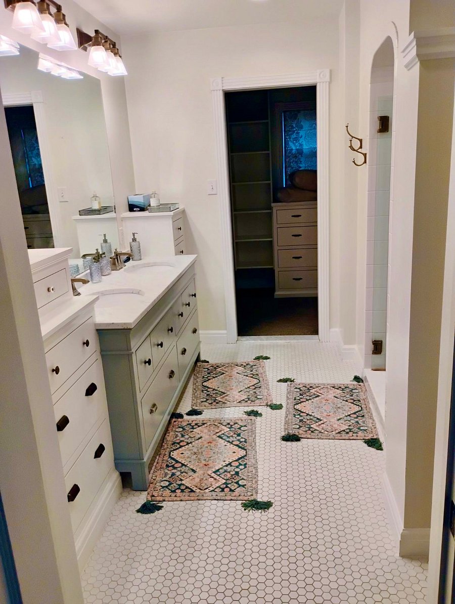 Master bath with shower - the walk in closet is at the far end.