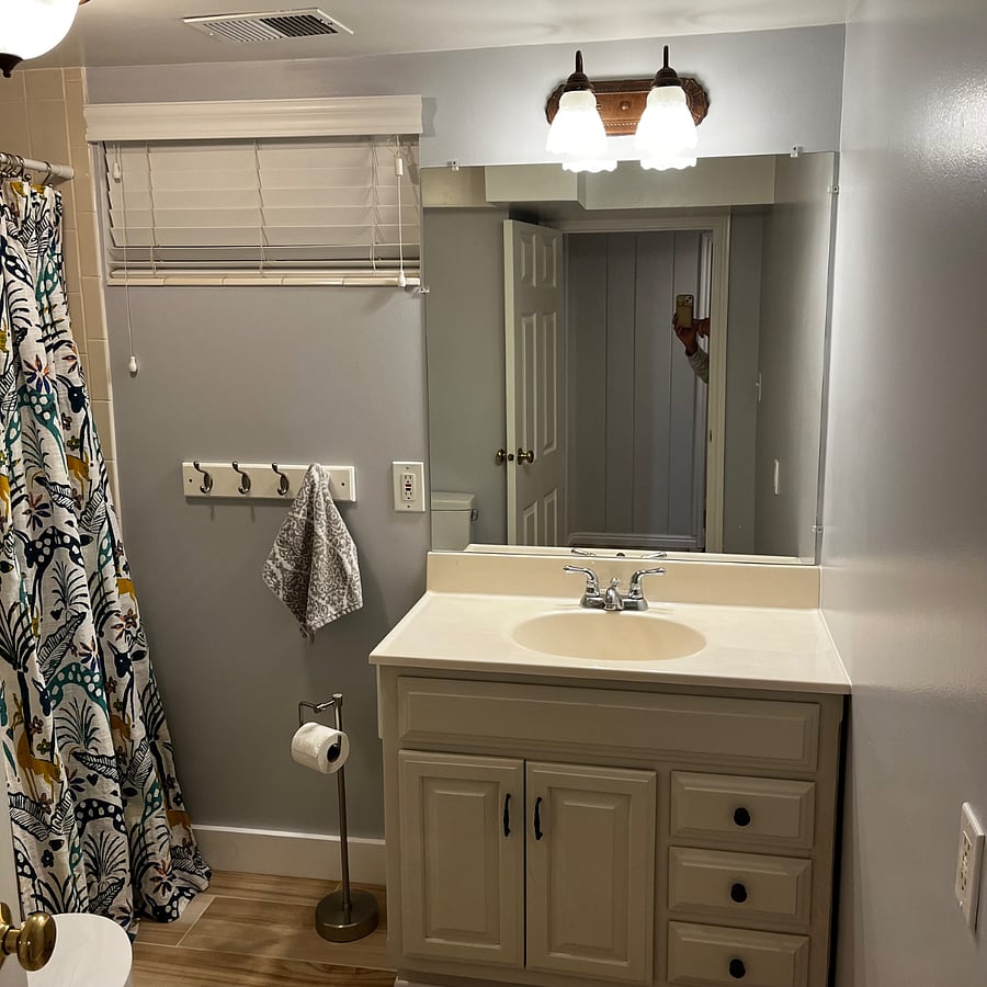 Downstairs bathroom (there are two) with a tub & shower.