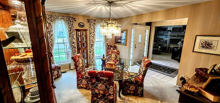 Dining room from hallway by laundry room.