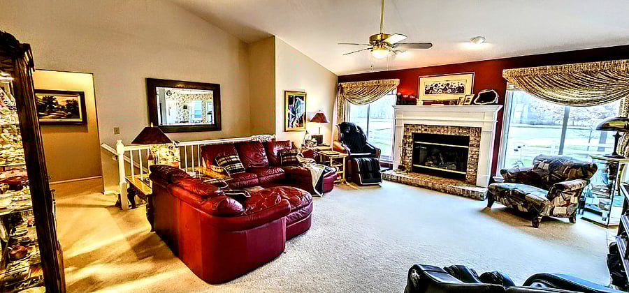 View of living room from end of foyer.