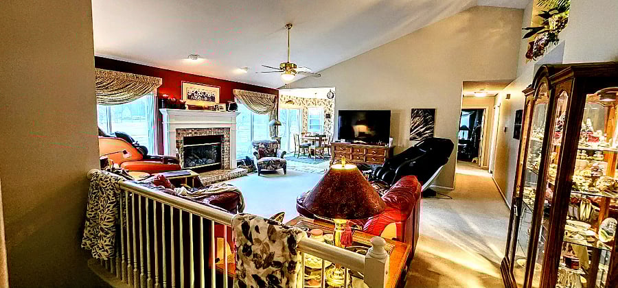 View of living room from (maybe) your room.