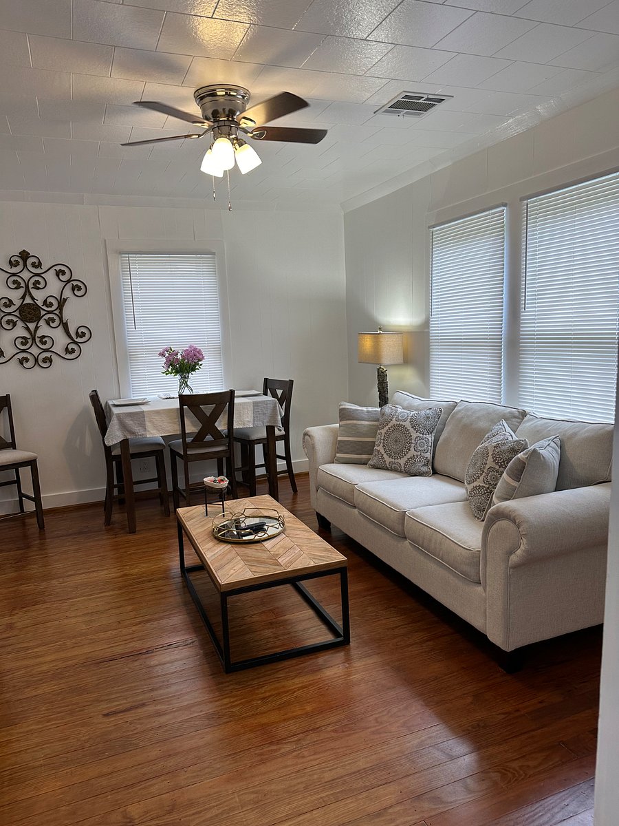 Living room dining combo. Sofa bed in living room for extra sleeping space for guest. 