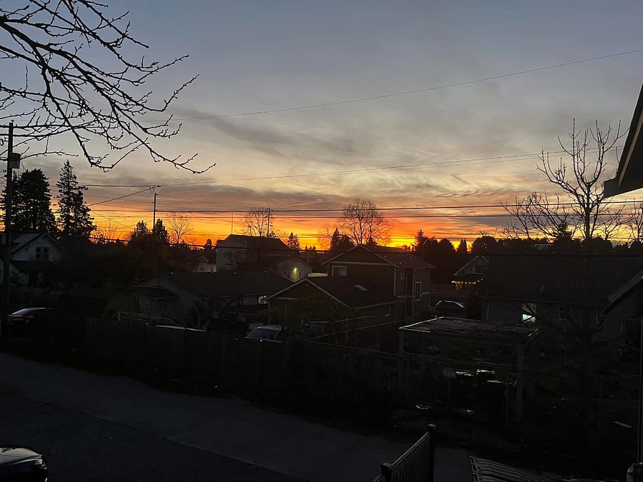 Sunset view off second floor deck