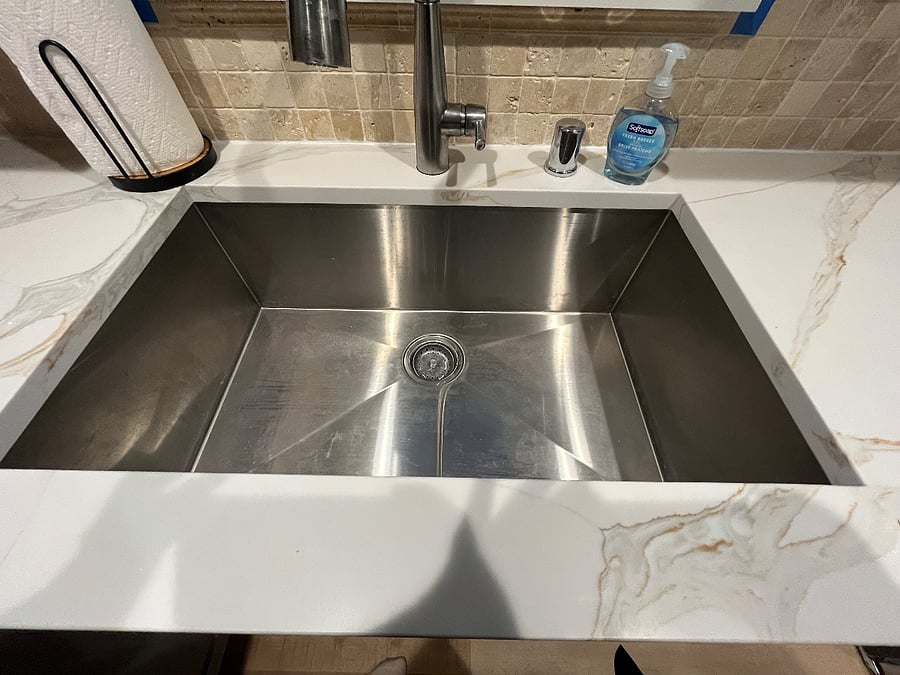 Full size farm sink.