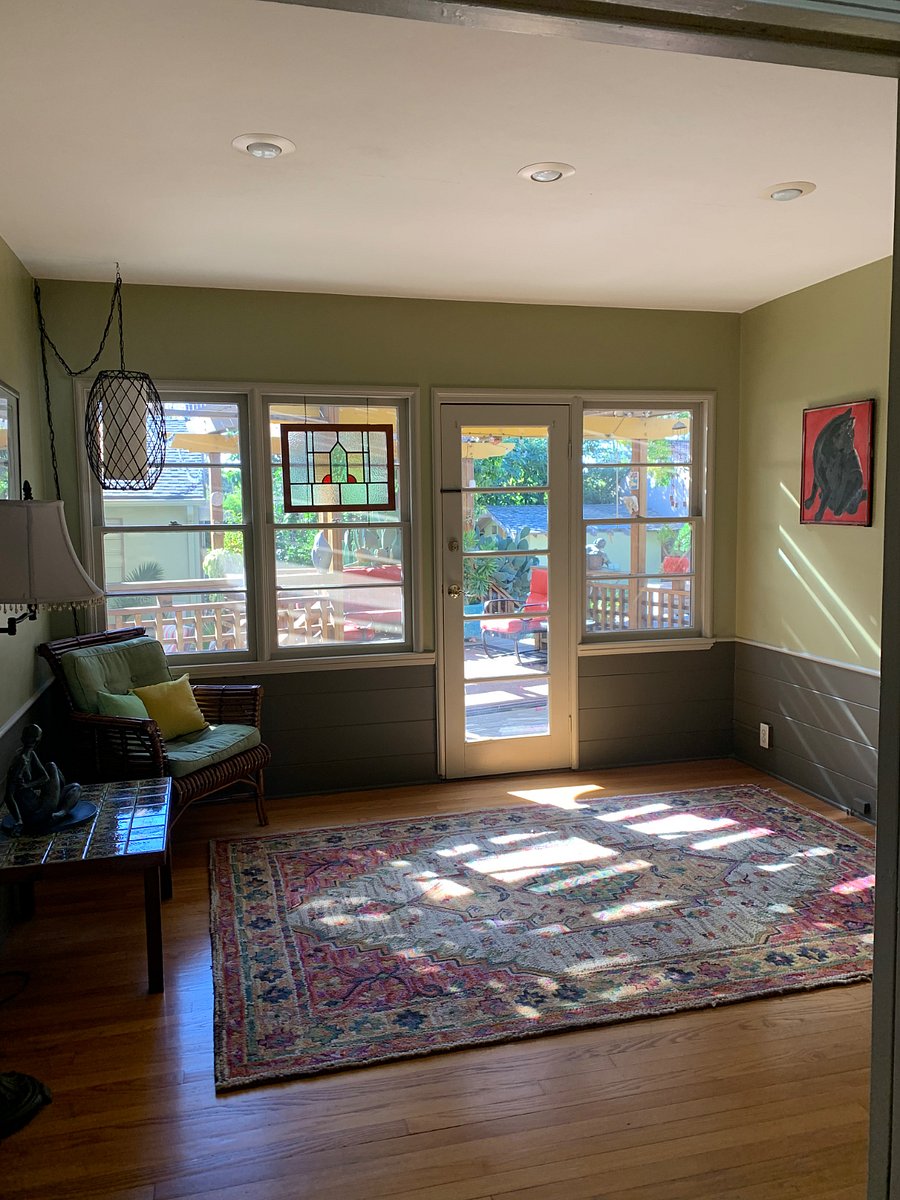 Sun room that leads to deck.