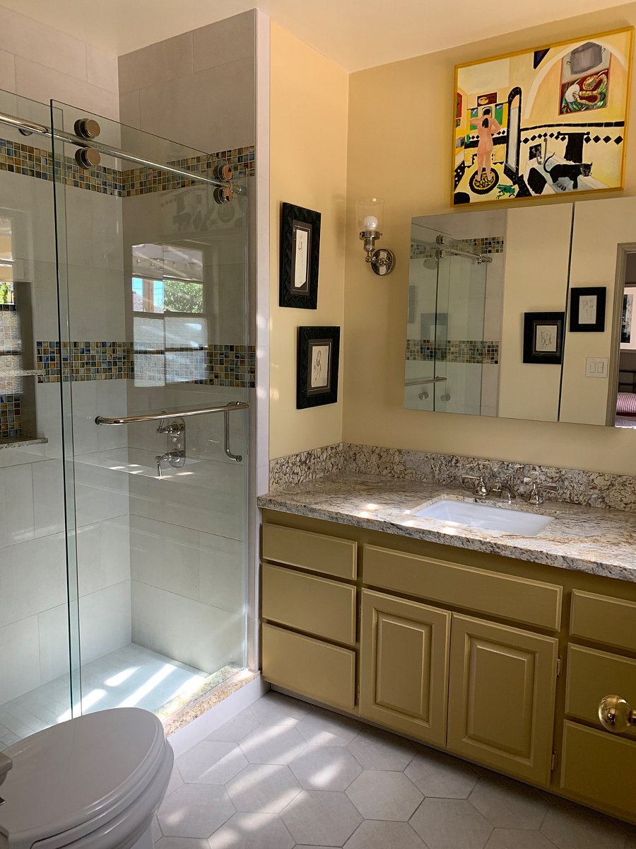 Newly remodeled bathroom off primary bedroom.