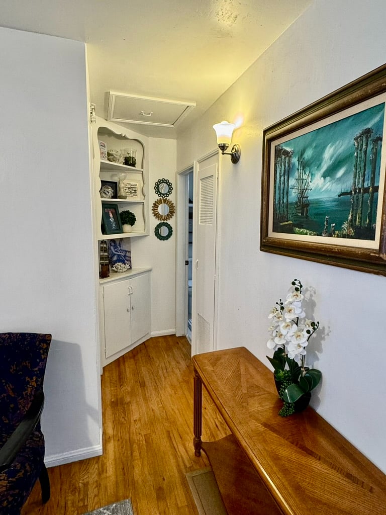 Hall from living room to bedroom and bathroom
