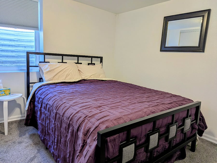 2nd bedroom in the basement. It's a small bedroom, about 9x11 ft. But the main basement room next to it provides extra hangout space.
