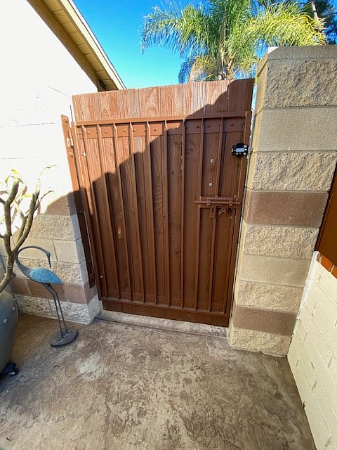View of gate inside the property.
Private entrance gate. 