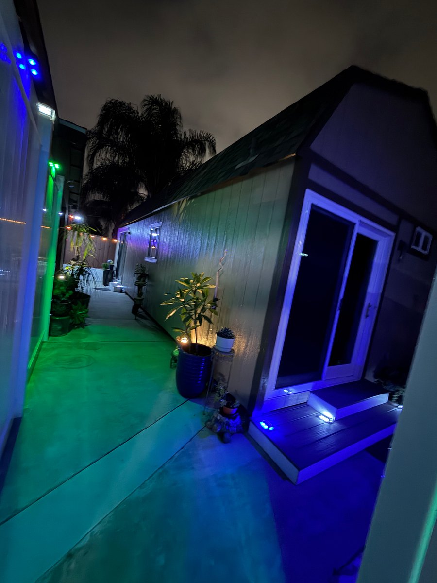 Solar lighting at night, area is well lit-up.