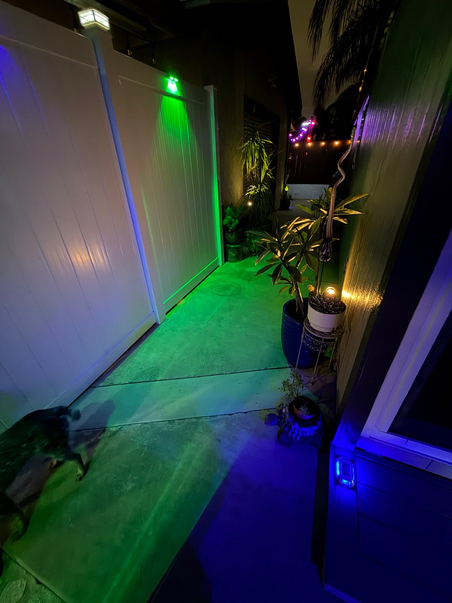 Solar lighting at night, area is well lit-up.
