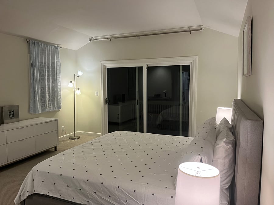 Master bedroom, king size bed. 
