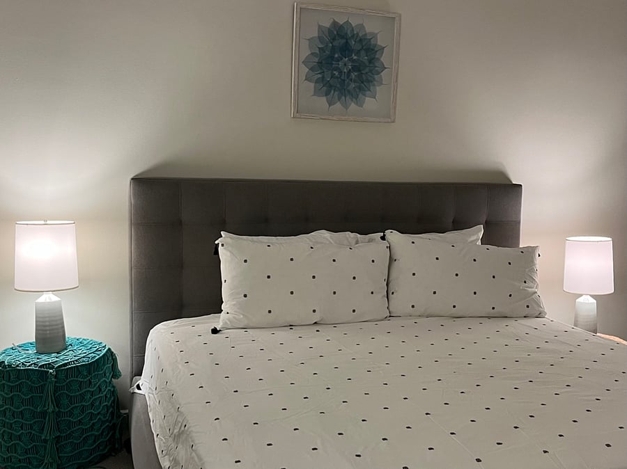 Master bedroom king size bed. 