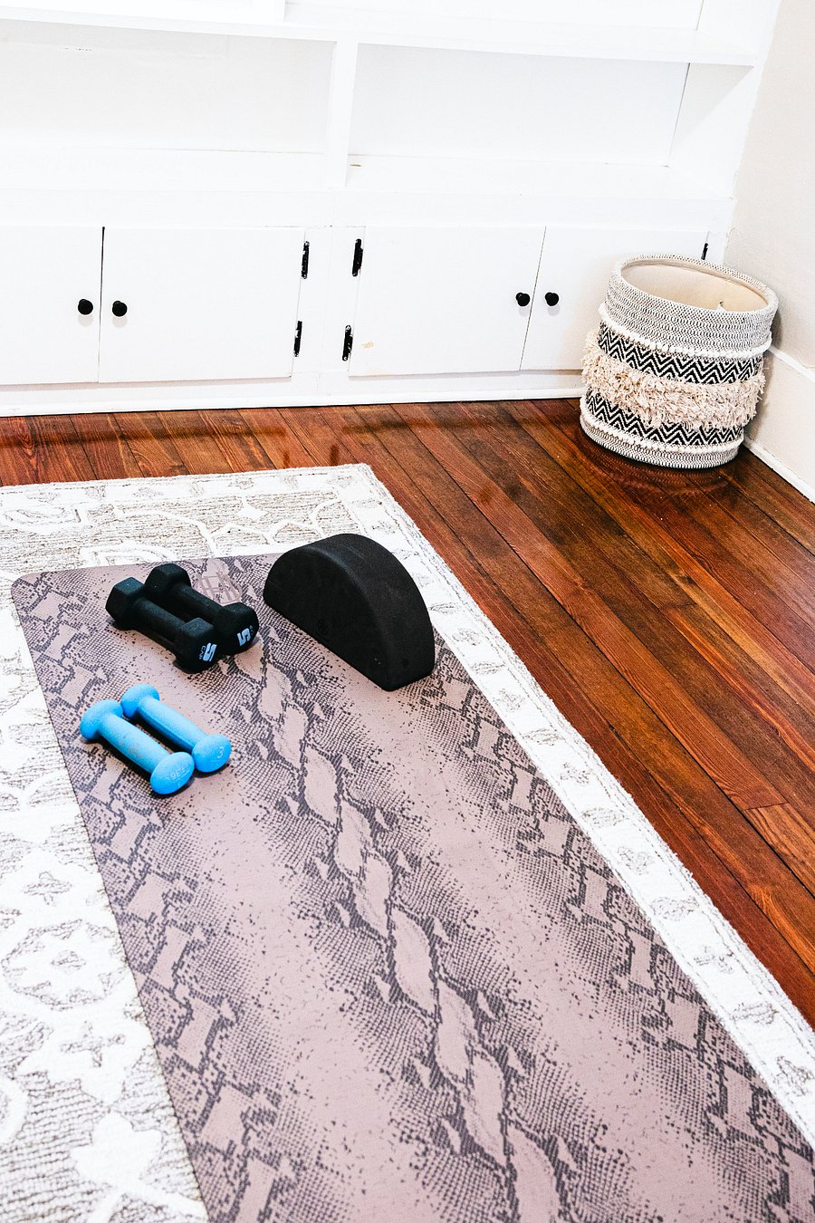 sofa bed for your guests that turns into the ccoziest sleeping space. Room doubles as a workout space for your morning yoga routine