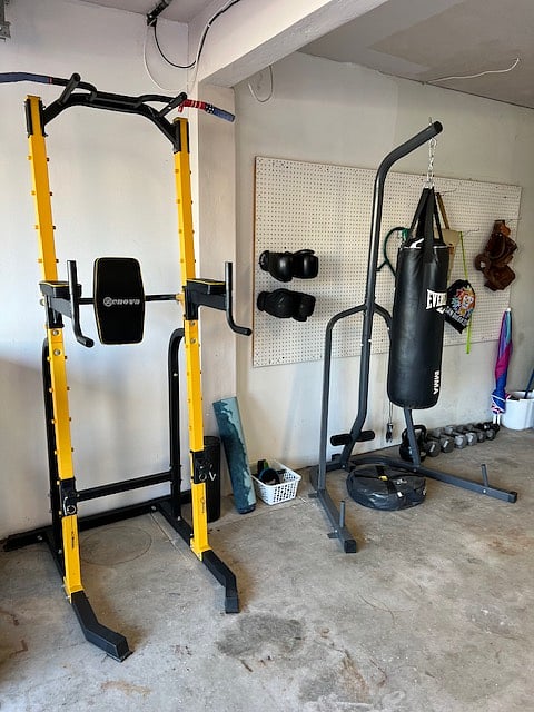 Picture from different garage but workout equipment is all the same.