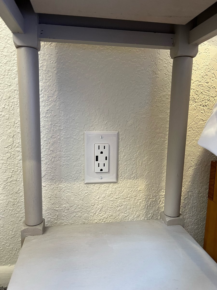 Bedroom outfitted with charging outlets