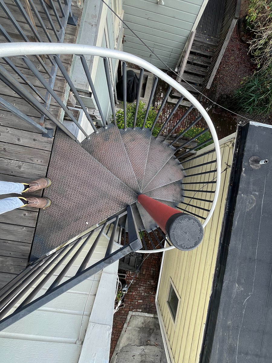 Spiral staircase leading up to the unit