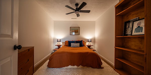 Get ready for the best sleep of your life in this bedroom that features a queen sized bed with new memory foam mattress and premium linen bedding.