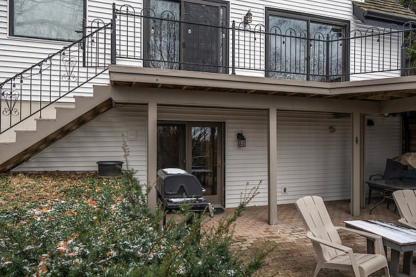 Entrance to the apartment is through the lower level walkout door. The backyard is a shared space, however, my family rarely leaves the deck.