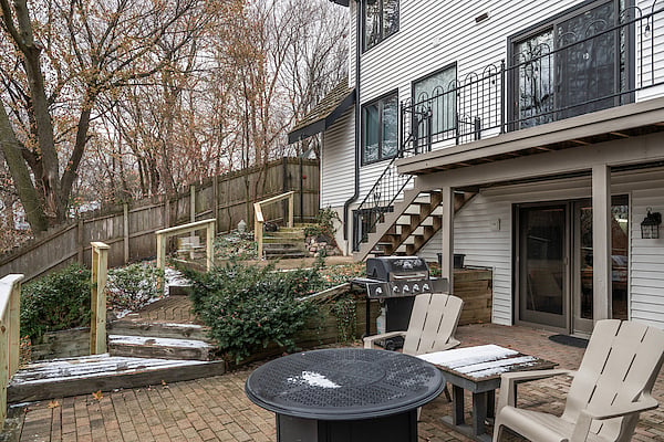 Lower level patio is primary outside space for the tenant. This includes access to the shared grill, lounge chairs, and fire pit.