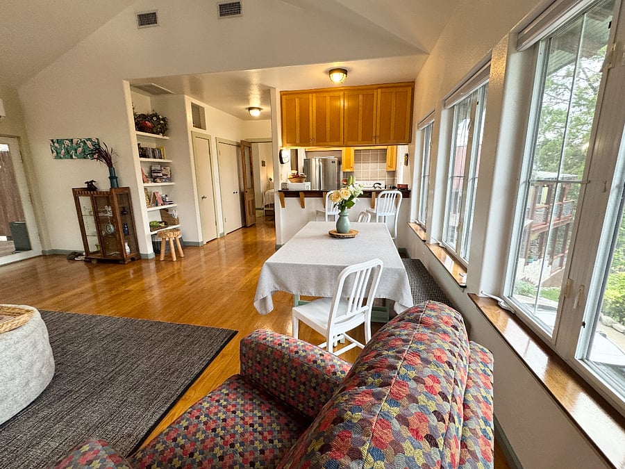 Guesthouse living room, dining, kitchen, to bedroom