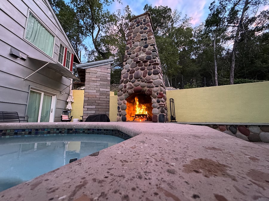 Hot tub and pool area