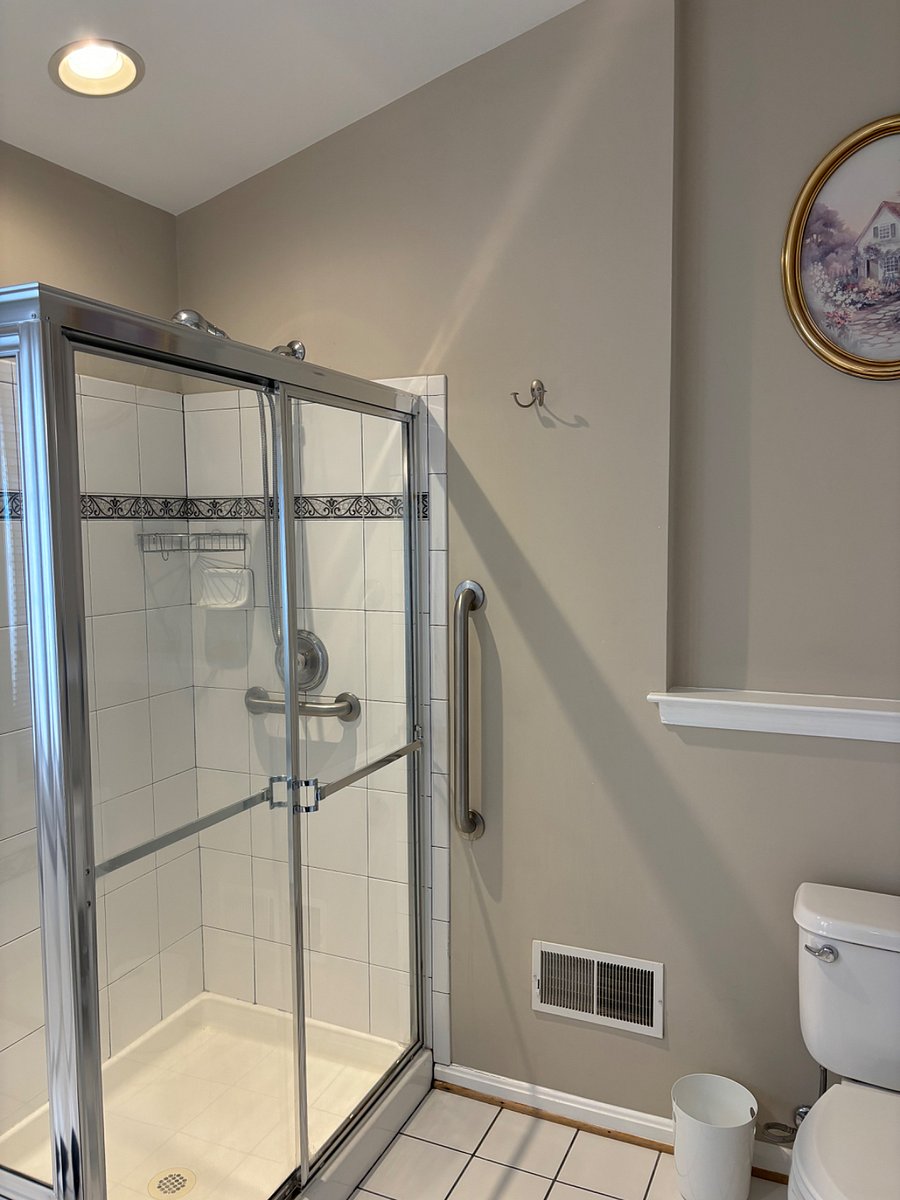 master bathroom, shower and soaking tub