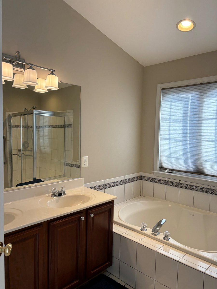 master bathroom, shower, soaking tub and double vanity