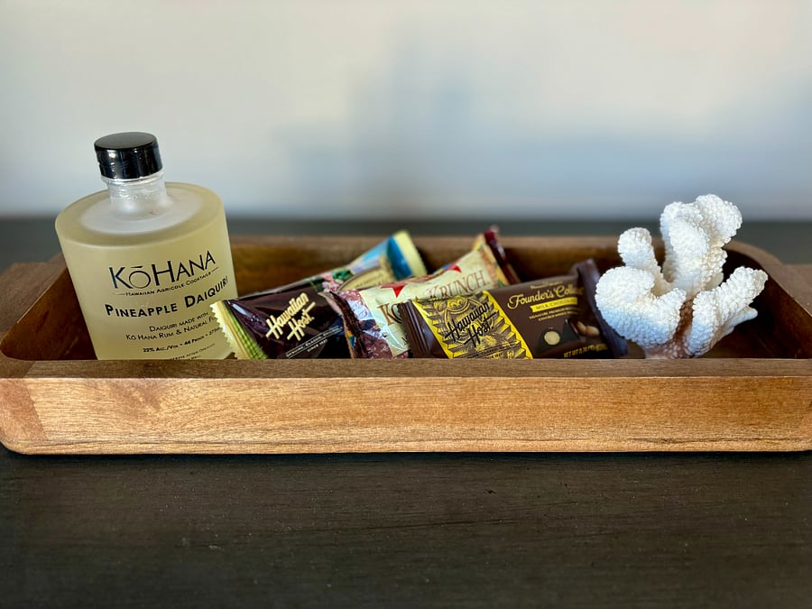 Complementary drink and chocolates.  