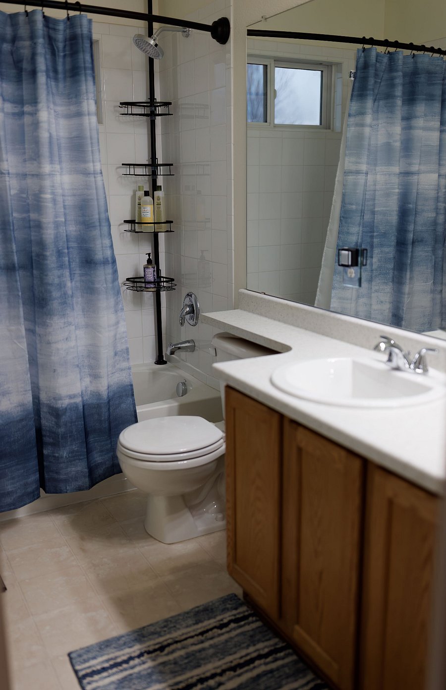 Private bathroom with updated shower fixtures