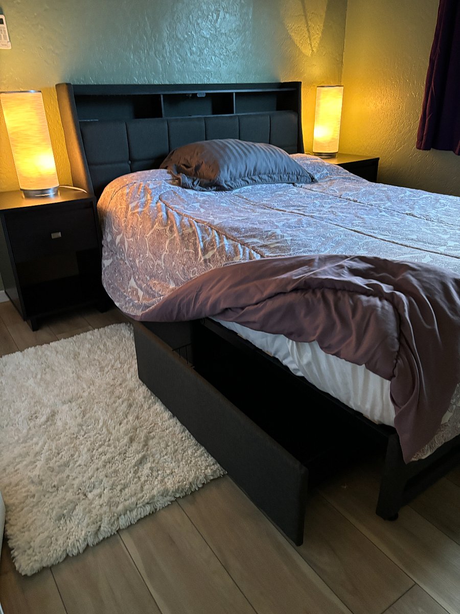 New Queen Bed and Mattress with 4 storage drawers