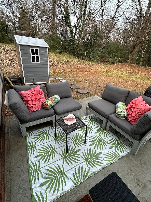 Cozy backyard sitting area.