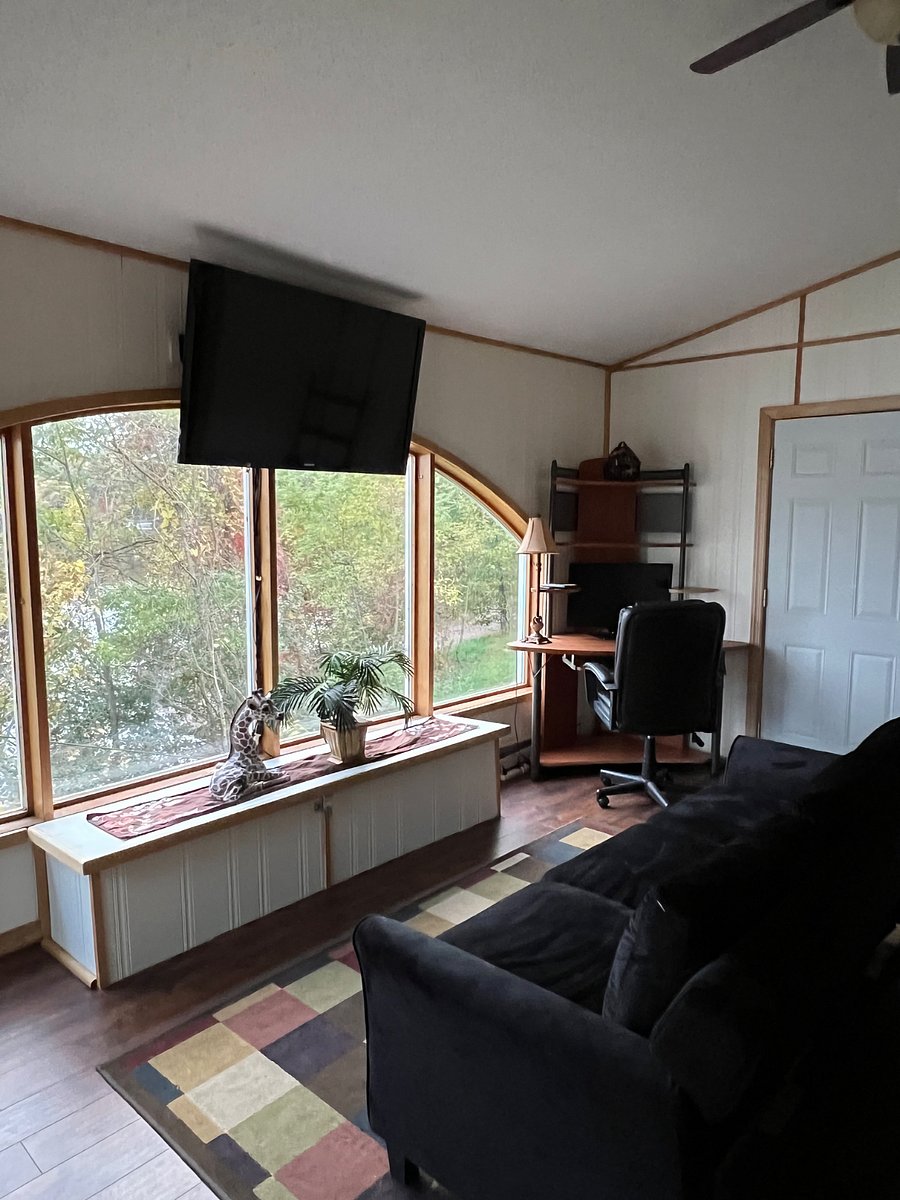 A desk and office chair are provided, great for remote workers!
