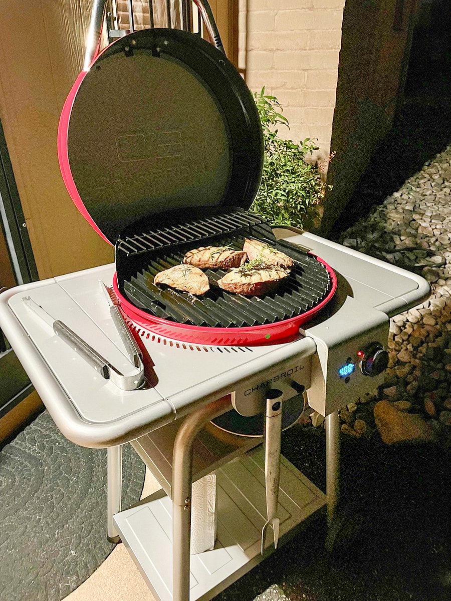 Electric grill for outside meal prep.   