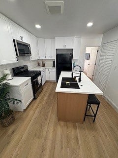 Double sink with garbage disposal and spray hose