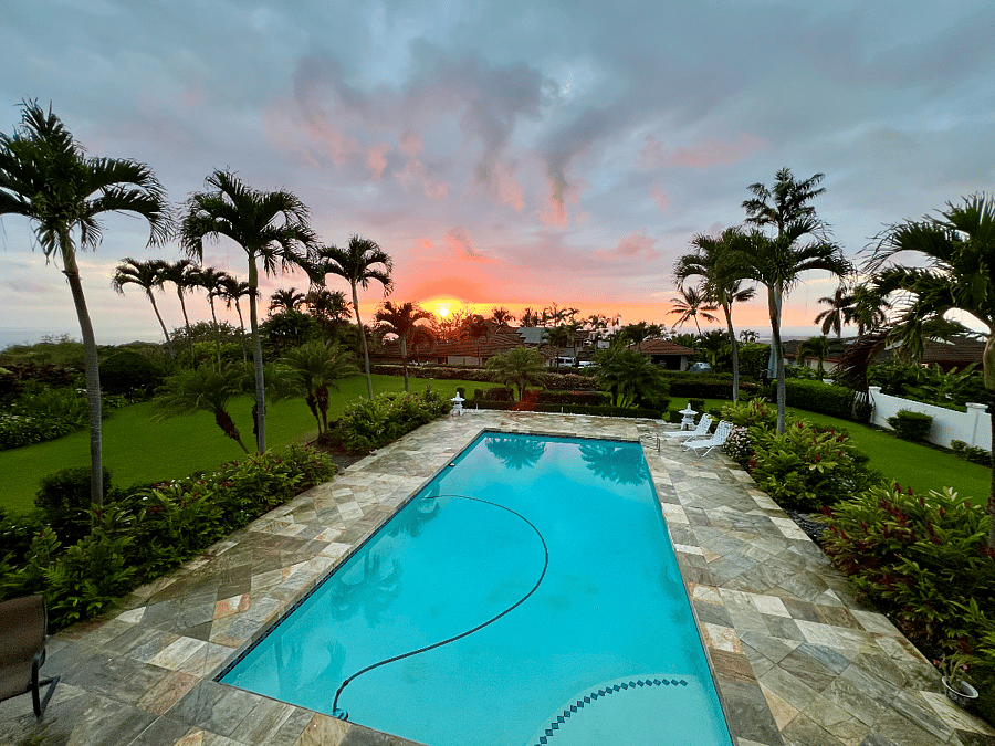 Sunset over the pool